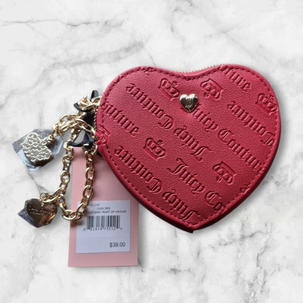 Juicy Couture "Not Your Babe" Red Heart Coin Bag – Gold Charms NWT